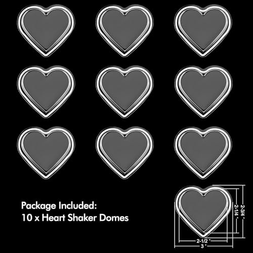 10 Pcs Hearts Shape Clear Shaker Cover for Card Making, Translucent Dimensional Plastic Puffy Shaker Window Blister Adhesive Domes Covers for DIY Craft Scrapbooking Wedding Valentines Day Decoration - color: Hearts