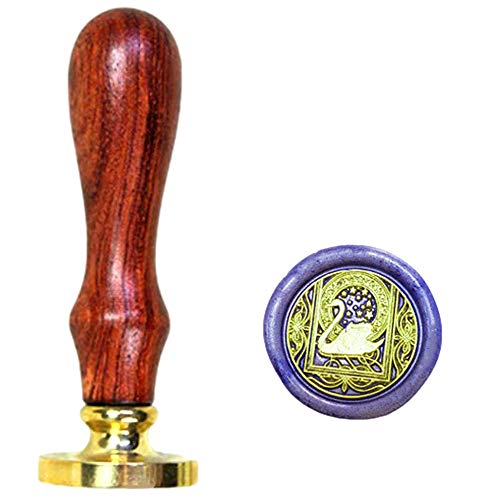 Starry Swan Wax Sealing Stamp with Removable Brass Head Wooden Handle - Retro Vintage Animal Sealing Wax Stamp for Letter Cards Invitations - size: Starry Swan