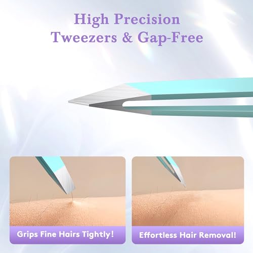 BEDACE Tweezers for Women and Men Facial Hair,Thickened 430 Stainless Steel High Precision and Comfort Slant point Flat Hook tweezer for Eyebrows Ingrown Hair - color: White