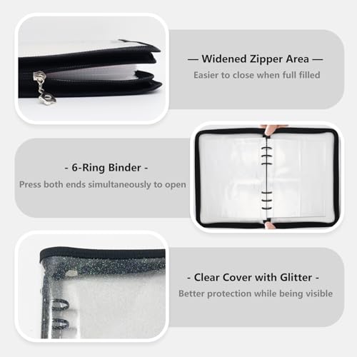 A5 Sticker Storage Organizer Binder Collecting Book Album, Black - color: black