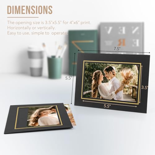 Golden State Art, Paper Picture Frames, 4X6, Black Gold Lining, 75 Pack - color: Black/Gold Lining, size: 75 Pack