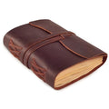 LEATHER VILLAGE Leather Bound Journal For Men Edge Cut, Rustic Brown 7x5. - color: Chocolate Brown, size: 7 inches X 5 inches
