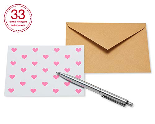 American Greetings 200-Count All-Occasion Blank Stationery Cards, Assorted Pink, Red, Kraft & Heart Print