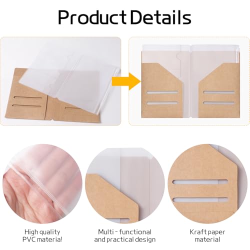 Roadtofree Passport Size Travelers Notebook Accessories Kit - All-in-One Set with Kraft Folder, PVC Zipper Case, Pen Holder, Binder Clip & 2 Elastic Bands for Travel Journal, Daily Use (Kraft, Passport Size 1 PC) - size: Pasport Size 1 PC