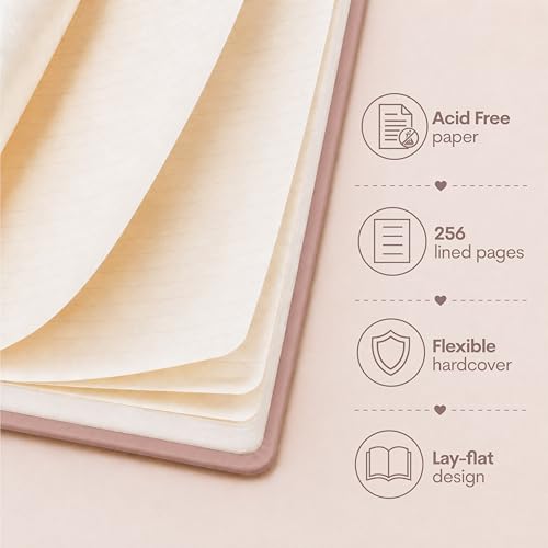 WORLD TRAVELER Eccolo A5 Lined Journal 256 Ivory Pages Lay Flat 6x8 - color: Moon Women