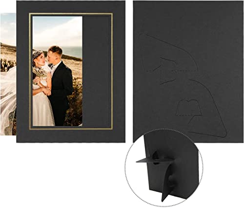 Golden State Art, Pack Of 25, 5X7 Paper Picture Frames With Easel, Photo Frame Cards, Diy Cardboard (Black Gold Lining) | Black with Gold Lining, Photo Frame Cards, DIY Cardboard - color: Black/Gold Lining, size: 25 Pack