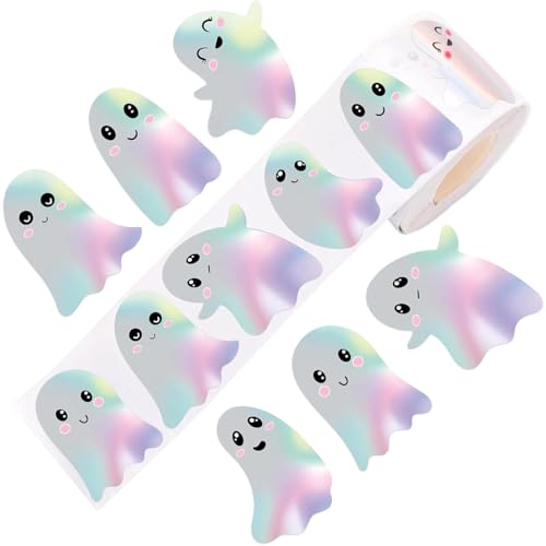 RIICFDD Halloween Stickers Holographic Ghost PET Decals Stickers 500 Piece - color: Style 26