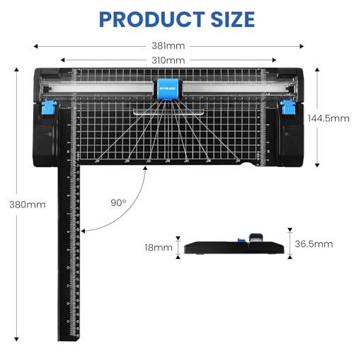 Paper Cutter, 12 Inch Rotary Trimmer, 5 Blades 4 Functions, Up to 6 Sheets Cut, with 2 Reversible Cutting Mats, Black Patent for Cardstock Scrapbooking - color: Black