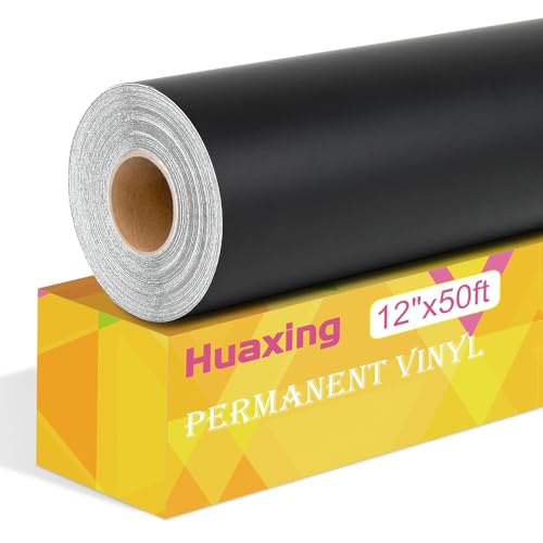 Matte Black Permanent Vinyl, 12" x 50FT Permanent Adhesive Vinyl Roll for All Cutting Machines, Signs, Craft Die Cutters. - color: 50ft Matte Black