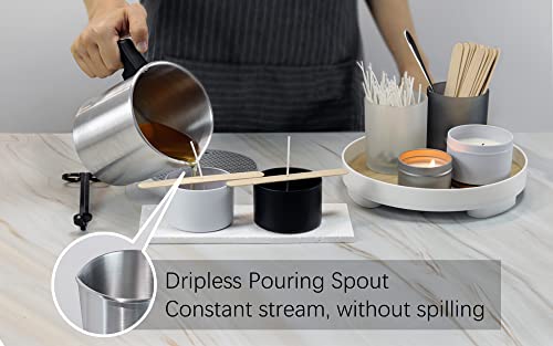 Aroparc Wax Melting Pot with Hot Plate, 40oz/1200ml Pouring Pot | 5 Temperature setting hot plate, Large capacity melting pot 40oz, Candle making wicks&stickers, Thermometer and others - size: 40oz-Kit-Hot Plate