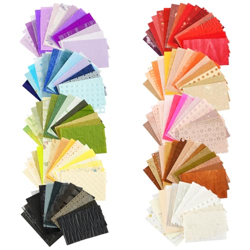 160 Sheets Textured Scrapbook Paper & Mesh Fabric Assorted Set - color: Basic