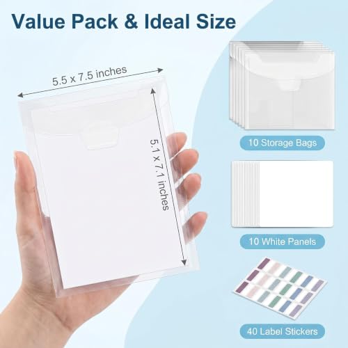 20 PCS Clear Stamps Storage Panels,Resealable Die Cut Storage Bag, White Plastic Stamps Organizer Panels, Clear Stamp Organizer Set for Die Cutting and Decorative (20PCS) - size: 20PCS (No Magnetic Sheets)