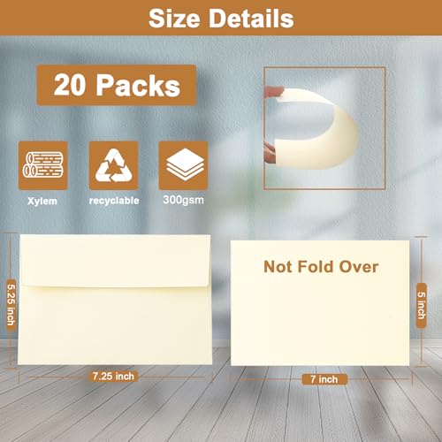 Silunkia 20 Packs Cream Blank Flat Note Cards and Envelopes 5 x 7 - color: Cream, size: 5x7-20pcs