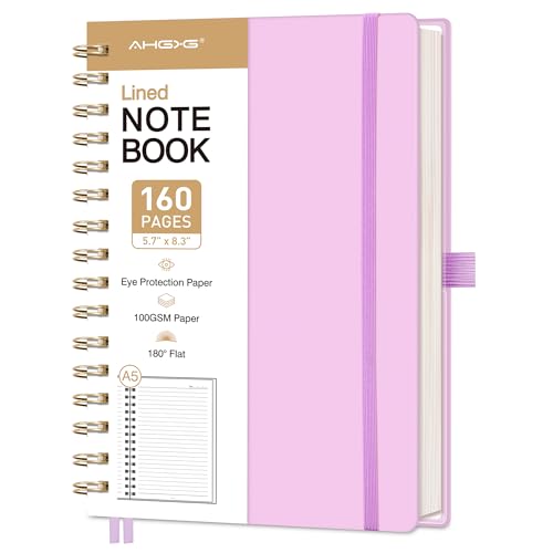 AHGXG Spiral Journal Notebook, 160 Lined Pages, A5 Size (5.7'' x 8.3'') - color: Purple