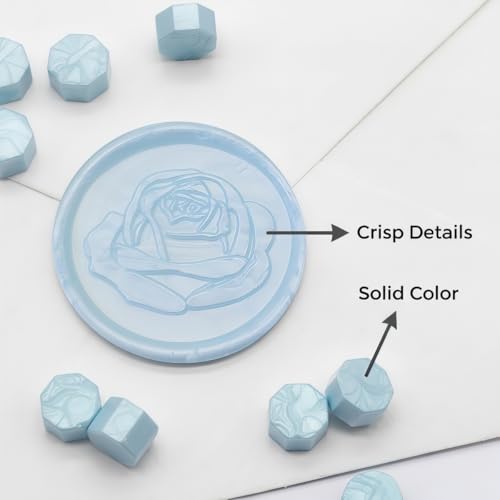 400pcs Light Blue Wax Seal Beads Premium Sealing Wax Beads, Octagon Seal Stamp Pellets Refill Pack for Wedding Invitations Sealing Stamp Bead Xmas Gift Wrapping & Bridal Crafts (Light Blue) - color: Light Blue