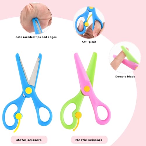 ASTARON 100 Pcs Paper Cutting Set with 2 Kids Safety Scissors
