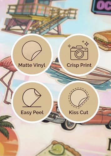 Miami Sticker Sheet, Miami Stickers for Laptop & Journal - style: Miami