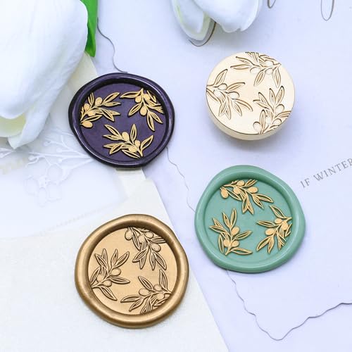 SWANGSA Olive Branches Wax Seal Stamp Kit with Sealing Wax Beads | For Wedding Invitations, Gift Wrap, Envelope Seals, Christmas Card - style: Olive Branches