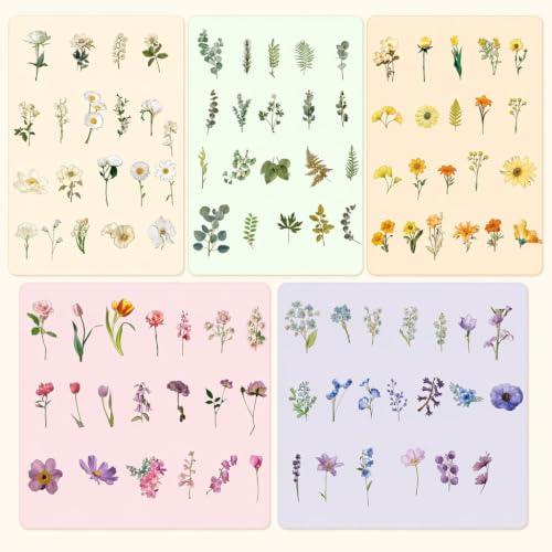 200 PCS Vintage Flower Stickers for Journaling with Tweezer - color: Rustic Garden Herbs