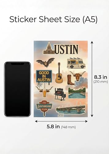 Austin Sticker Sheet, Austin Stickers for Laptop & Journal - style: Austin