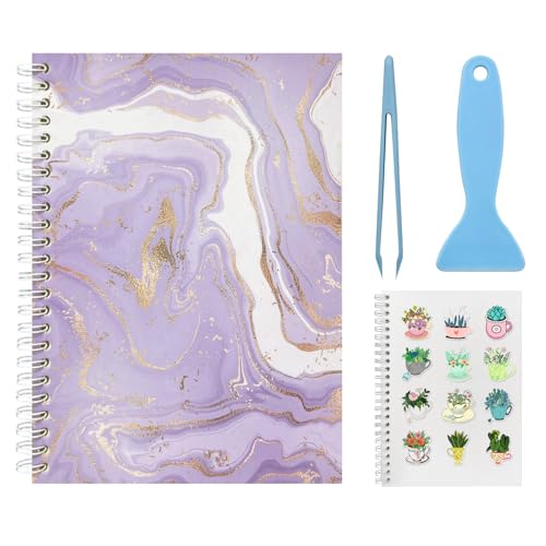 DHATMYC Reusable Sticker Collecting Book Storage Album with 60 Sheets Blank Release Paper - A5 Size Sticker Collection Organizer Book for Adults with Tools (Light Purple) - color: Light Purple
