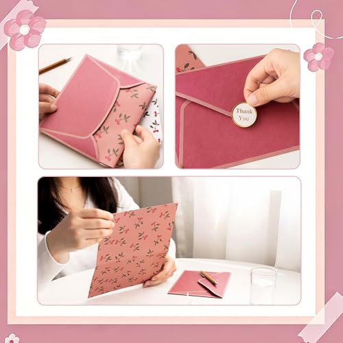 72 Pcs Stationery Paper Envelopes Set Lovely Floral (6Style) | Includes 24 Lined Writing Paper & 12 Envelopes, Cute Letter Writing Stationary Paper Envelopes Kit for Girls Office School - color: Flower