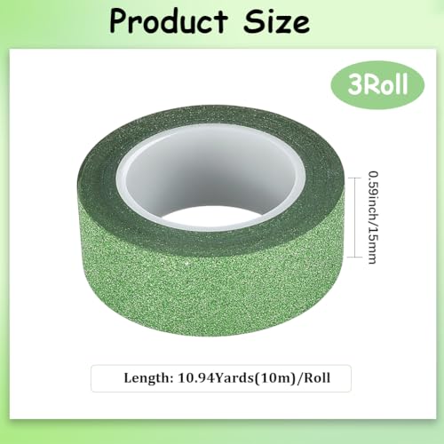 GORGECRAFT 10M*15mm*3 Rolls Glitter Adhesive Tape Foil Masking Tapes Lime Green Washi Paper Stick for DIY Scrapbook Decorative Adhesive Sticker Craft and Gifts Wrapping Car Furniture Walls - color: Lime Green