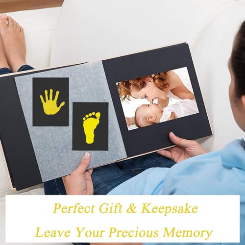 Inkless Hand and Footprint Kit Clean Touch Ink Pad for Newborn Baby Pet Paw Print Kit(4 Ink Pads,8 Imprint Cards) (4 Pack Gold) - color: 4 pack gold