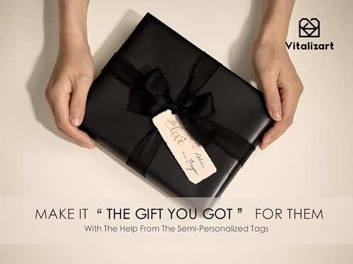Vitalizart Matte Metallic Black Wrapping Paper Set 17" Ribbons & Gift Tags | All-In-One Recyclable Luxury Elegant Gift Paper Roll Christmas Holiday Bridal Baby Shower Wedding Girls Boys Birthday 197" - color: Black Paper & Black Ribbons, size: 17 Inch
