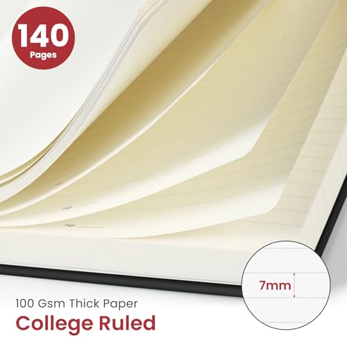 Taja Lined Spiral Notebook for Work, 5.7"x7.9" Spiral Journal College Ruled - color: C-Black, style: a-Lined(1 Pack)