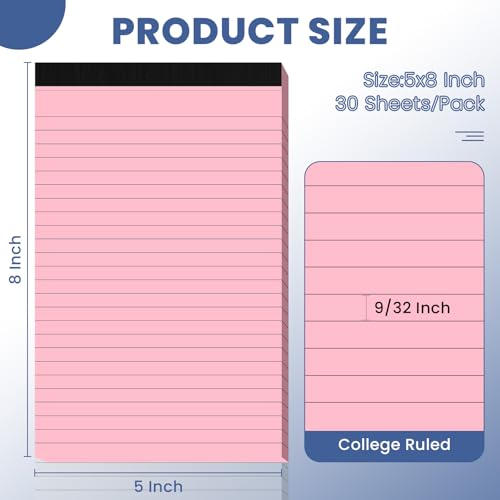 6 Pack Notepads 5x8, Color, Small Legal Pads, Perforated Notebook - color: Multi-color-6