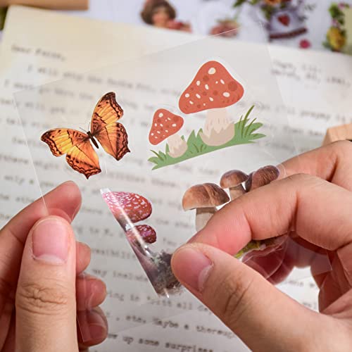 510PCS Plants Floral Scrapbook Stickers Kit Vintage Flowers Butterfly Mushroom Fall Maple Leaves Transparent Waterproof Stickers Set for Scrapbooking Supplies Aesthetic Junk JournalCraft | Butterfly Mushroom Fall Maple Leaves Transparent Stickers Set for