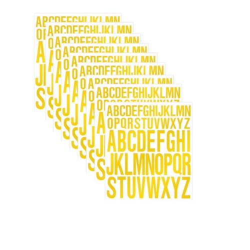 1-2 Inch Yellow Holographic Laser Letter Number Stickers - color: Yellow