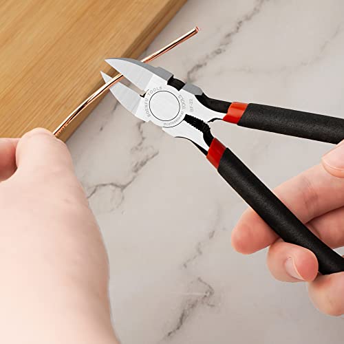 BOENFU 6 Inches Wire Cutters Heavy Duty Snips Flush Cut Side Cutters Pliers - color: 6 Inches - 1 Pack - Black Handle
