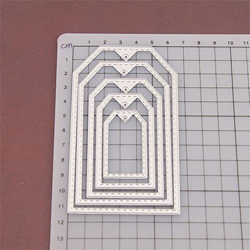 5pcs Hanging Tags Cutting Dies, 5 Set Hang Tags Die Cuts Metal Embossing Stencils Template Mould for Card Scrapbooking and DIY Craft Album Paper Card Decor - color: 5pcs Tags