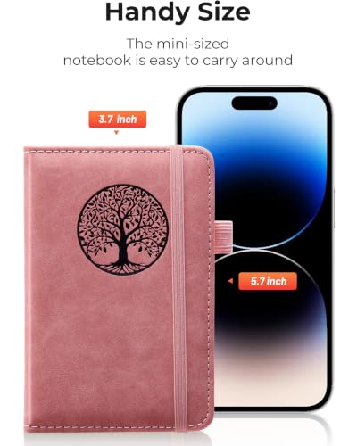 BIYUNRO Small Pocket Notebook, Leather Journal Mini (Pink) - color: Pink