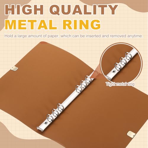 PATIKIL A5 Leather Binder Journal Cover, 6 Ring Refillable Binder Loose Leaf Notebook Protector with Elastic Closure No Paper for Work Meeting Notebook Folder, Gray - color: Gray, size: A5