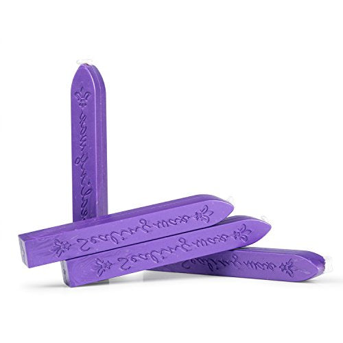 Mceal Sealing Wax Stick with Wick Flower De Luce of France Retro 10 Pieces Pack(Grape Purple) - color: Grape Purple