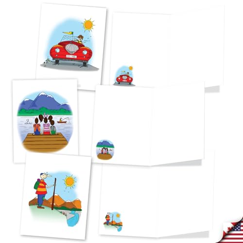 The Best Card Company 20 Assorted Blank Notes Bulk Box Set 4 x 5.12 Inch with Envelopes (10 Designs, 2 Each) Children Drawing Style - Childhood Dreams AM10688OCB-B2x10 - style: Childhood Dreams