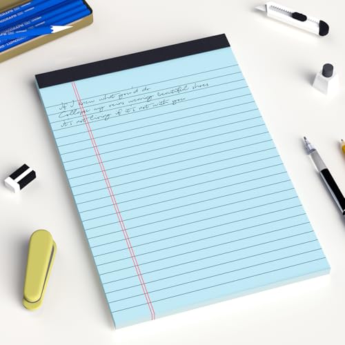 AILZFEI 6pcs Small Note Pad 5x8 College Ruled Blue Legal Pads Paper Notepads 6 Pack Study Back Writing Pads 5 x 8 Legal Pads Perforated Narrow Ruled Pads of Paper Blue - color: Blue