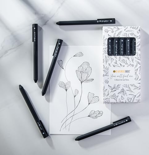 DIVERSEBEE Black Gel Ink Pens, 0.5 mm Gel Pens Fine Point | Bible Pens No Bleed Through with Cute Fine Tip, Bible Study Journaling Supplies, 5 Pack Gel Pen Set - color: Black, size: 1 Count (Pack of 5)