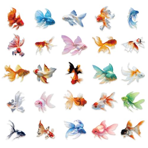 50Pcs Colorful Goldfish PET Stickers Set - style: Goldfish