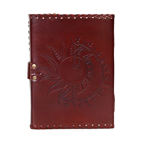 Sun & Moon Emboss journal, 240 Pages journal, Vintage Journal, Sun moon Journal, Leather Sketchbook, Leather Notebook, Leather Journal for Men, Leather Journal for Women (8 x 6 Inch, Bronze Sun & - color: Bronze - Sun & Moon, size: 8x6 Inch