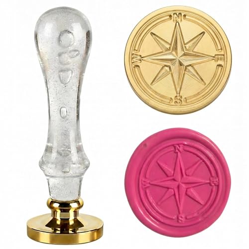 LANKIN Compass Wax Seal Stamp, Nautical Theme; 25mm Brass Head(No.2) - color: Compass-2