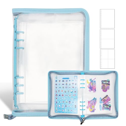 A5 Sticker Storage Organizer Binder Collecting Book Album, Blue - color: blue
