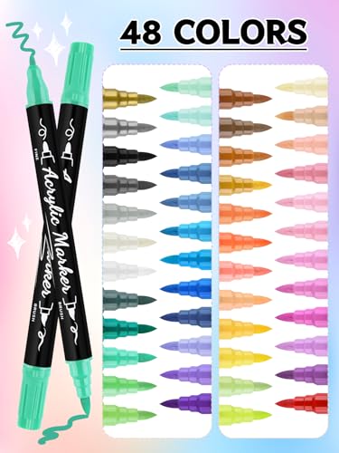 EBANKU 48 Colors Nail Art Pens Set, 3D Christmas Nail Art Makers Pens Quick-Drying Nail Art Polish Acrylic Paint Nail Point Graffiti Dotting Liner Pen No Squeeze Needed - color: 48P