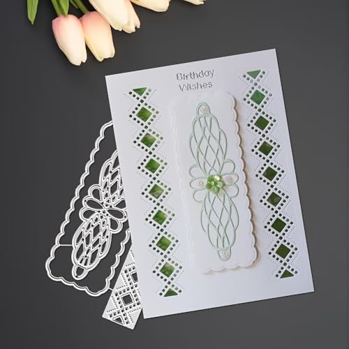 Lapoo 3D Backgrounds Frame Metal Cutting Die for Scrapbooking, New Cutting Dies DIY Album Card Making Decor Paper Craft Metal Die Cuts Party Wedding Decorations (Innovative Lace Border 5 x 2.6 in) - color: Innovative Lace Border 5 x 2.6 in