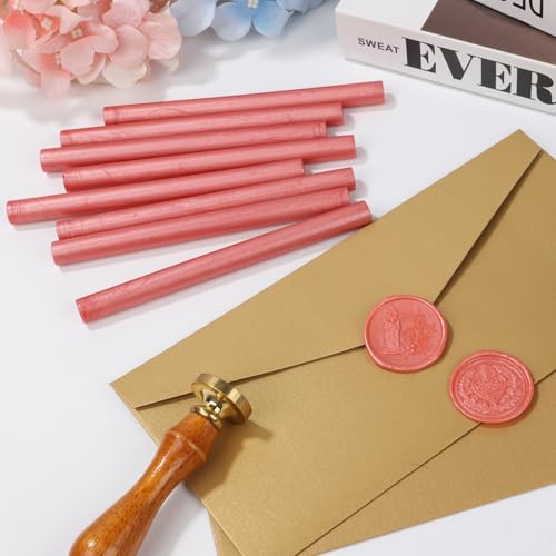 12 Pcs Glue Gun Wax Seal Sticks for Wax Stamp, Vintage Sealing Sticks Set Suit to 0.43'' Glue Gun Great for Wedding Invitation, Cards, Envelopes, Christmas Ideas (Rose Gold) - color: Rose Gold