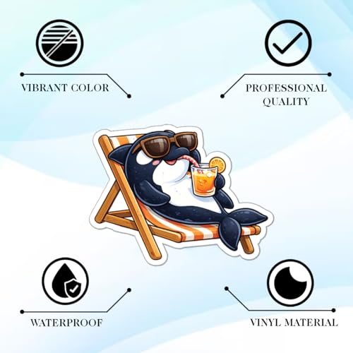 100PCS Orca Stickers Cute Aesthetic – Killer Whale Vinyl Stickers Waterproof for Laptop, Water Bottle, Journal, Ocean Animal Lovers Gifts - color: 6