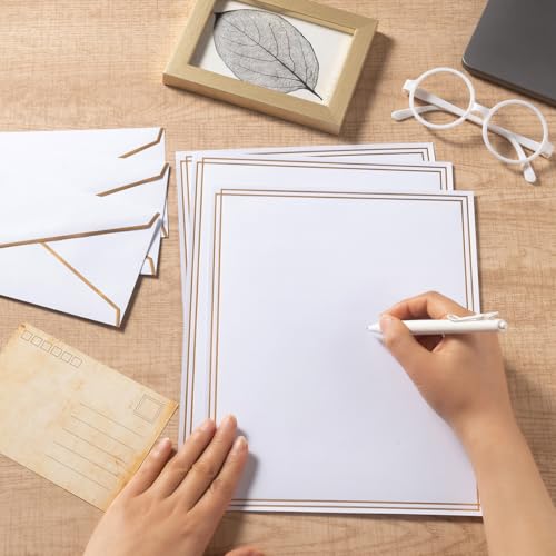 50 Pack Stationery Set with Envelopes, White, 8.5x11 Inches - color: White, size: 8.5x11 Inches